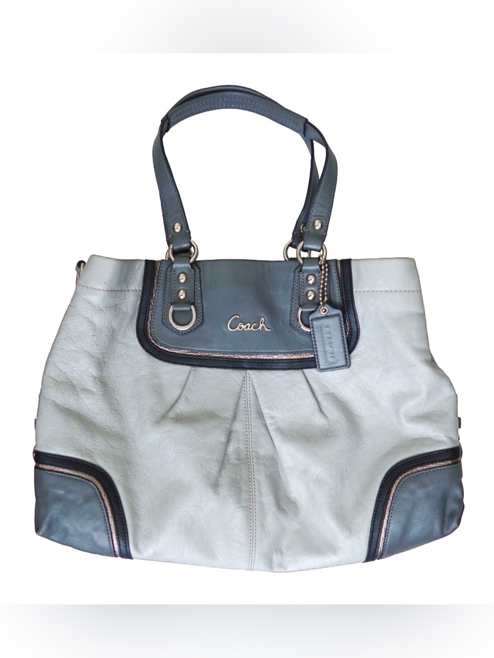 Coach Ice Blue Leather Ashley Spectator Caryall Handbag